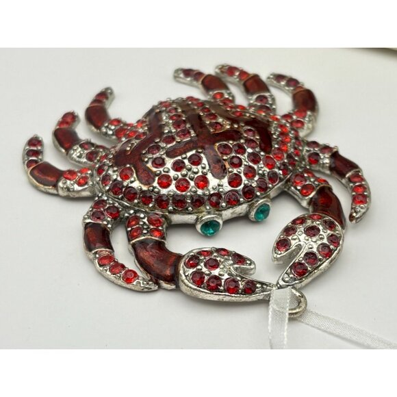 Dillards Handcrafted Pewter Crab Christmas Tree Ornament Red and Silver Tone - Picture 5 of 9